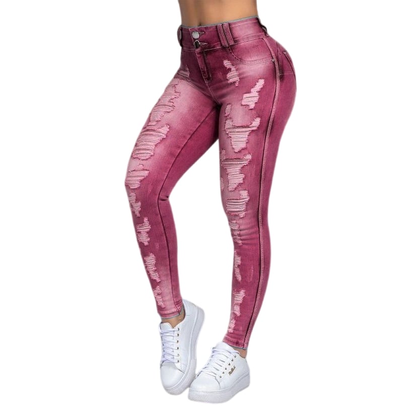 Customized Women Jeans Denim Ladies Jeans Trousers Hole Skinny Pants Stretchy Pencil Pants High waist Jeans manufacture