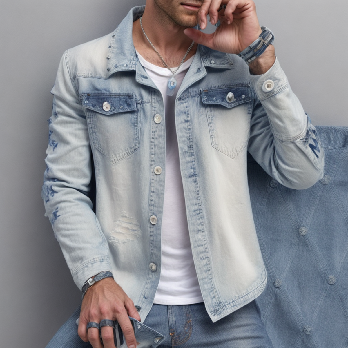 Wholesales Fashion Streetwear Jeans Blazer Jacket Men Rivet Motorcycle Coat Hip Hop Patchwork denim Jean Jackets Men manufacture