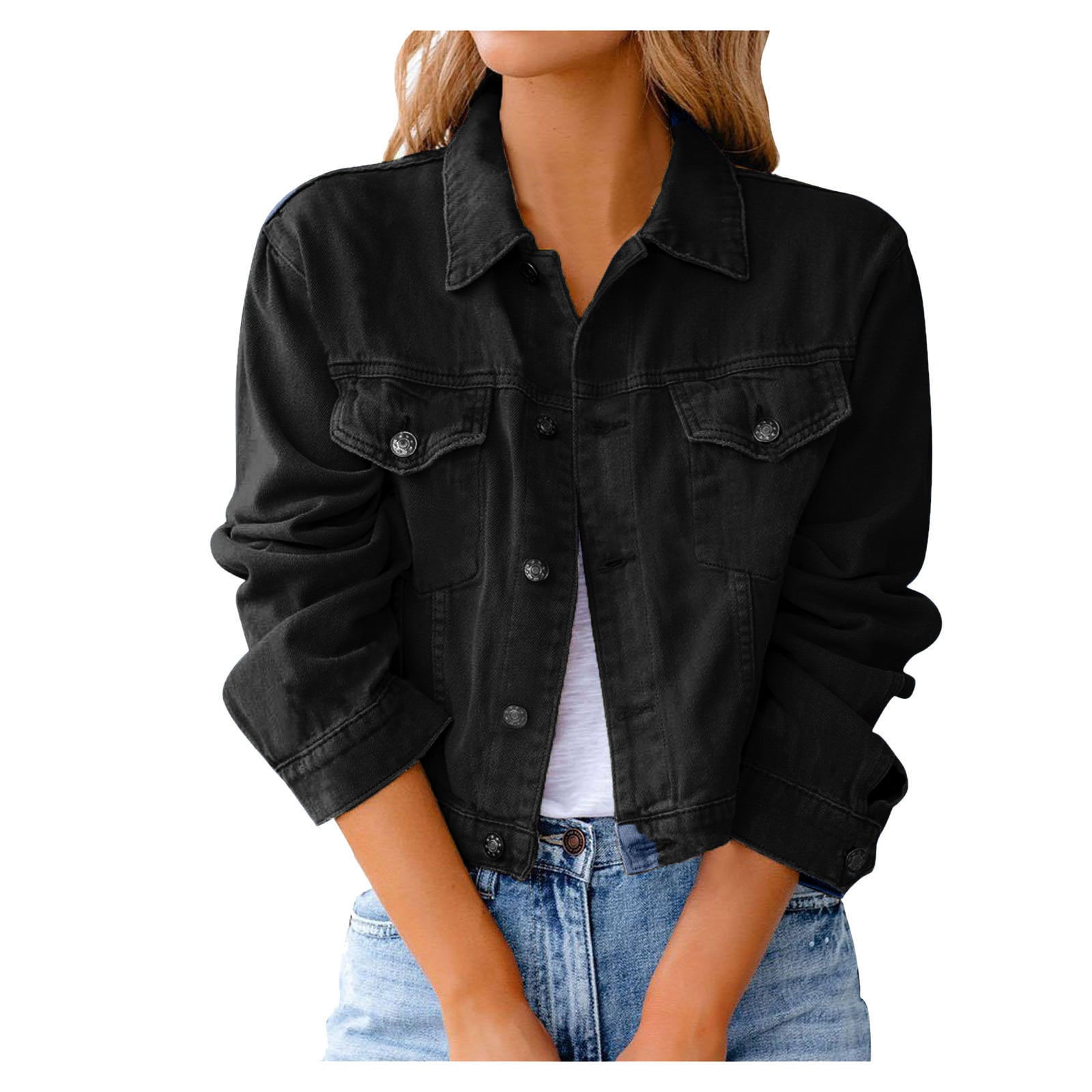 New Fashion Coming Women Fall Jean Coat Winter Button Yellow Blank Denim Jackets details