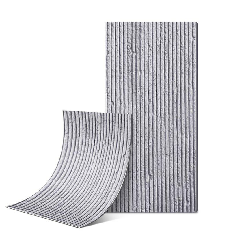 Flexible Ceramic Tile Squre Line Stone Light Grey