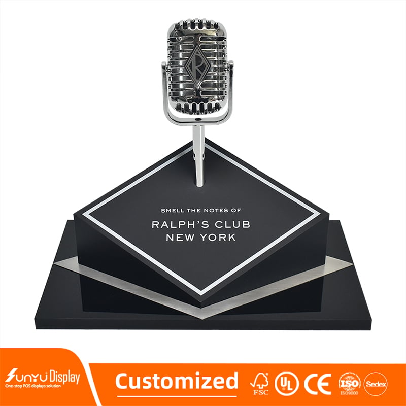 OEM Custom High Quality Luxury Microphone Display Stand Acrylic Counter Electronics Display Polish Finish Made Paper Plexiglass supplier