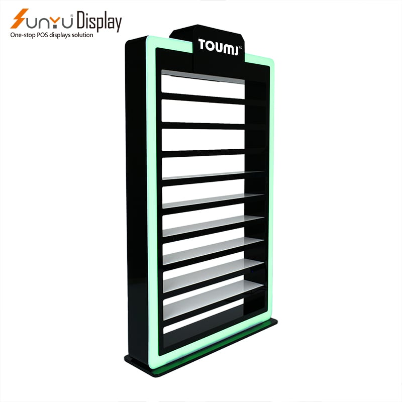 Custom smoke shop Cigarettes Shelves Tobacco Display Stand Counter RGB LED Lighted Tobacco Cigarette Display Cabinet factory