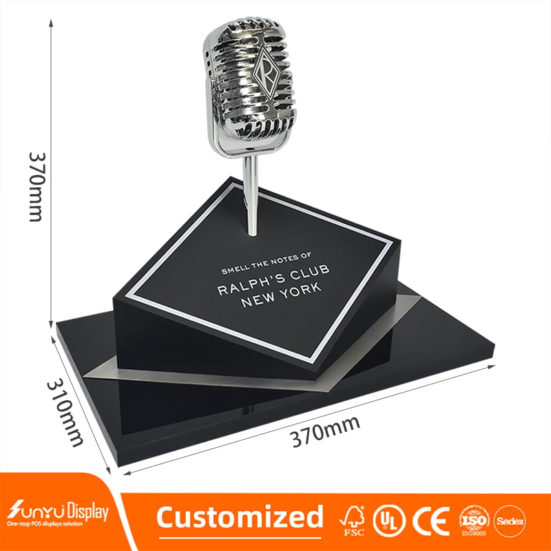 OEM Custom High Quality Luxury Microphone Display Stand Acrylic Counter Electronics Display Polish Finish Made Paper Plexiglass factory