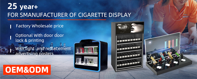 China Factory Custom Smoke Shop Display Table Cigarette Display Rack with led light Acrylic Display Stand supplier
