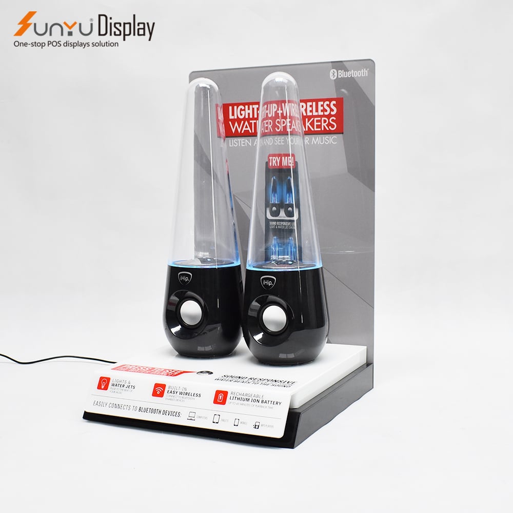 Sunyu High Quality Acrylic Sound Speaker Display Stand With Click Button manufacture