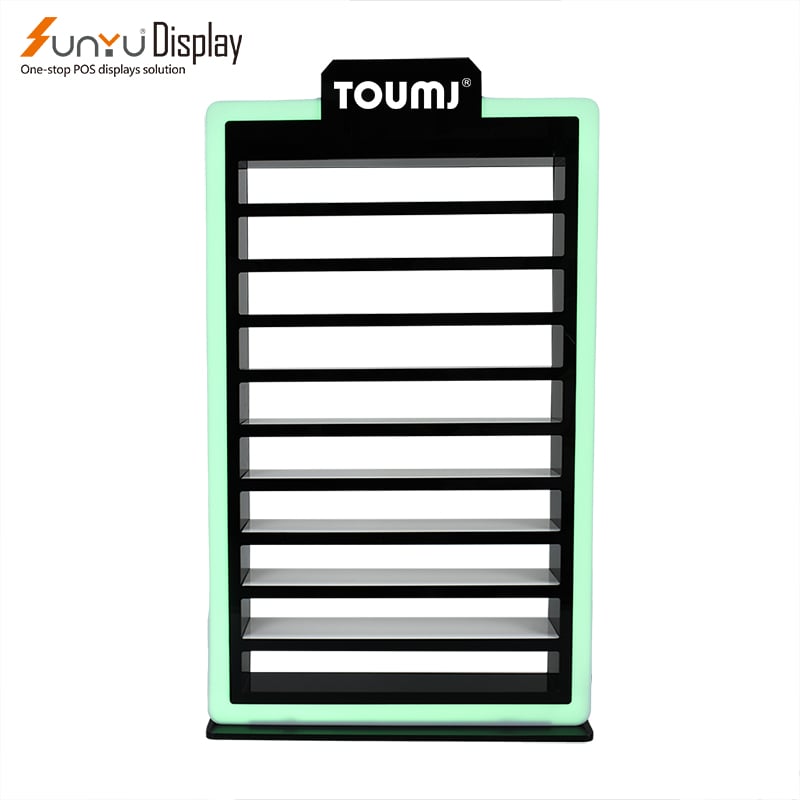 Custom smoke shop Cigarettes Shelves Tobacco Display Stand Counter RGB LED Lighted Tobacco Cigarette Display Cabinet supplier