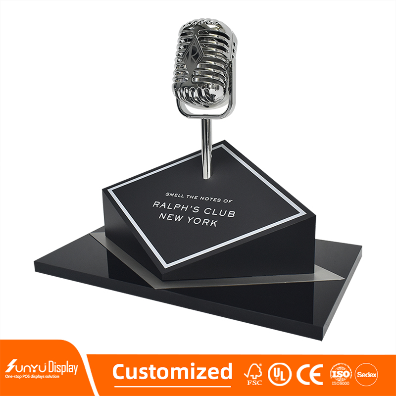 OEM Custom High Quality Luxury Microphone Display Stand Acrylic Counter Electronics Display Polish Finish Made Paper Plexiglass factory