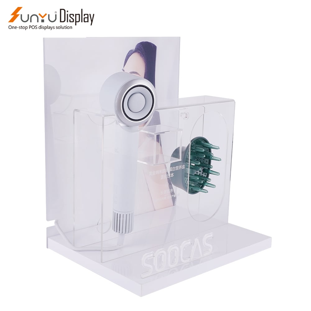 Newbie Custom Counter Home Appliance Display Stand Acrylic Salon Hair Dryer Holder manufacture