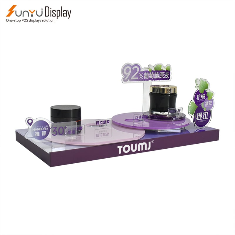 Professional makeup products retail store purple acrylic makeup skincare cosmetic display stand for retail store details