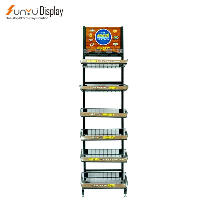 Sunyu 2024 New Design Best Quality Metal Customized Floor Standing Food Display Stand details