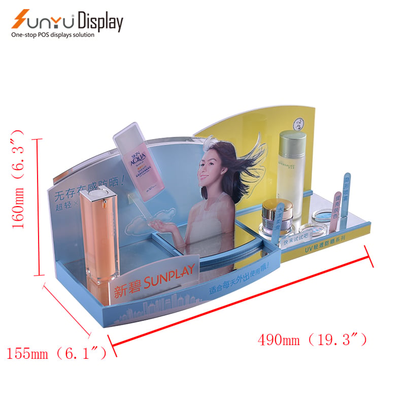Sunyu Custom Acrylic Fashion Sunscreen Skin Care Products Display Stand Brand Professional Cosmetics Retail Display Stand details