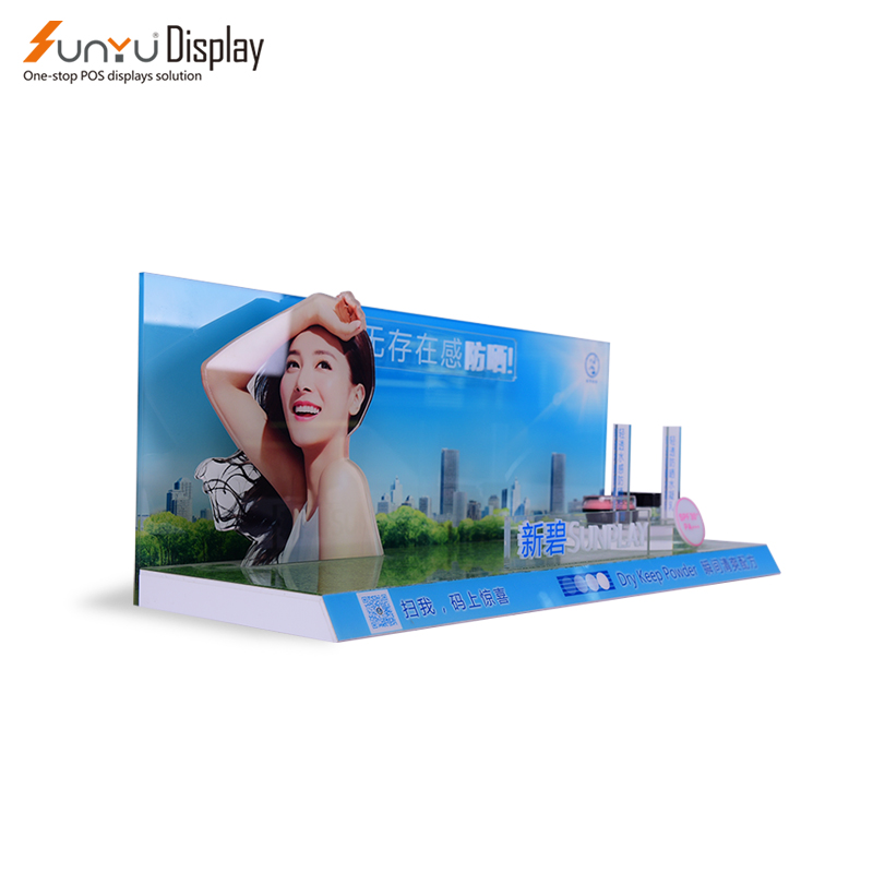 Sunyu Customized Skincare Makeup Display Stand Hot Sale High Quality Acrylic Cosmetics Store Exhibition Advertising Use supplier
