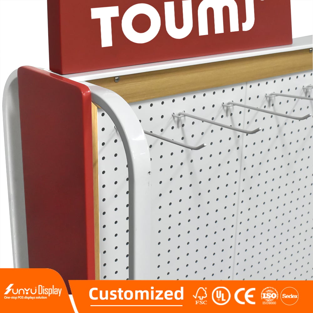 Support OEM Drop Shipping High Quality Durable Custom Acrylic or Metal Large Floor Display Shelf Storage Mountable Hooks details