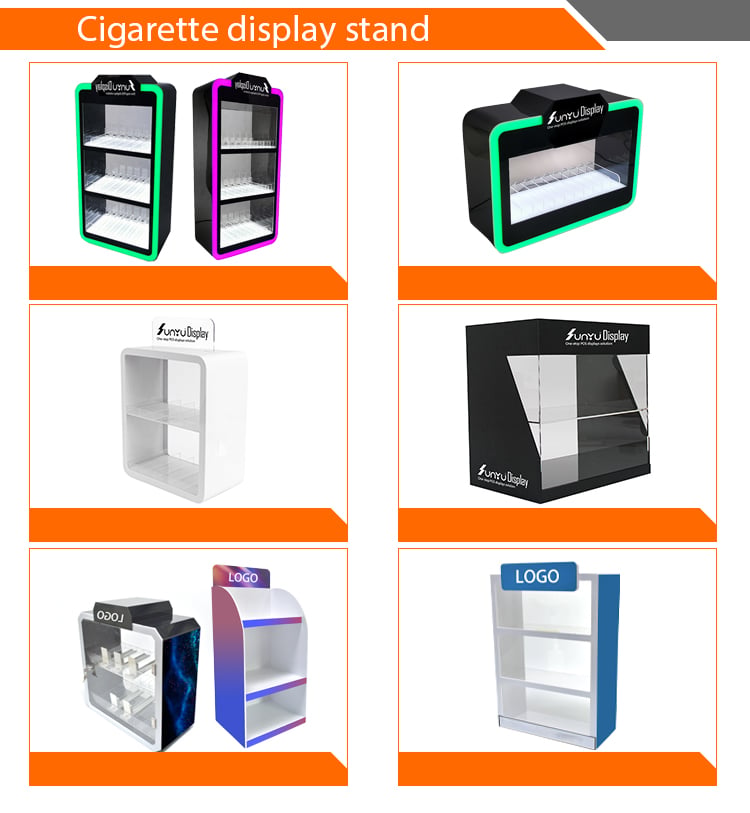 China Factory Custom Smoke Shop Display Table Cigarette Display Rack with led light Acrylic Display Stand factory