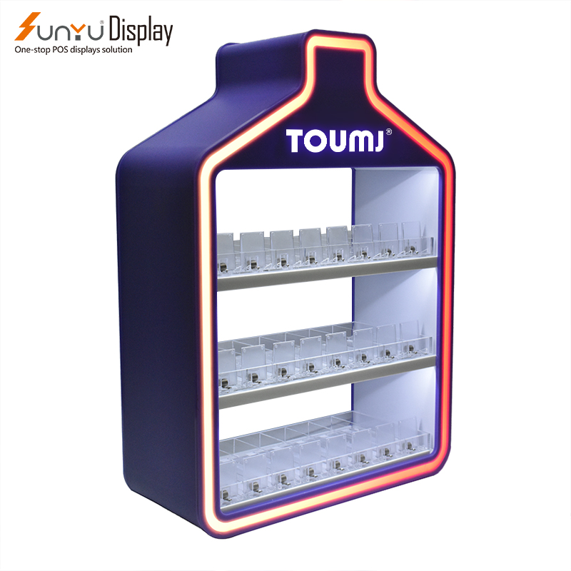 China Factory Custom Smoke Shop Display Table Cigarette Display Rack with led light Acrylic Display Stand supplier
