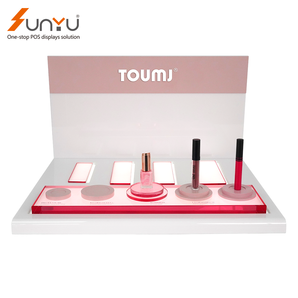 Beauty Design Pink Acrylic Sunyu Display Custom Acrylic Skincare Display Make Up Display Stand factory