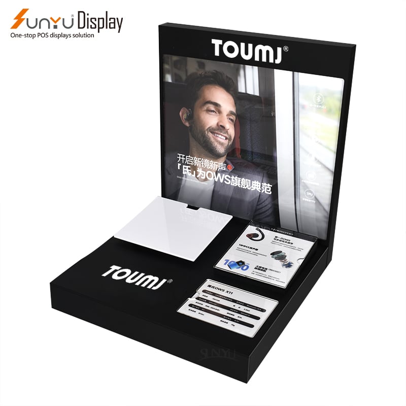 Sunyu High Quality Free Design Custom Durable Acrylic Bluetooth Headphone Display Stand Top Earphone Display Stand supplier