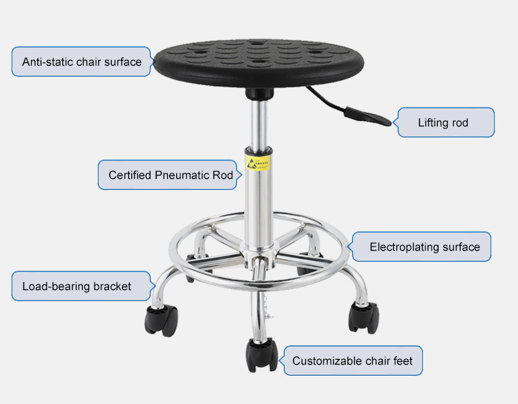 Leenol Laboratory Furniture Office Metal Adjustable Stool Lab Esd Chair Cushion Anti-static Chair factory
