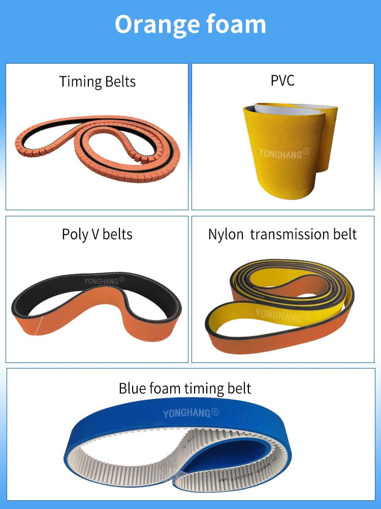 Foam coated pu rubber poly v belt timing flat sponge belts factory