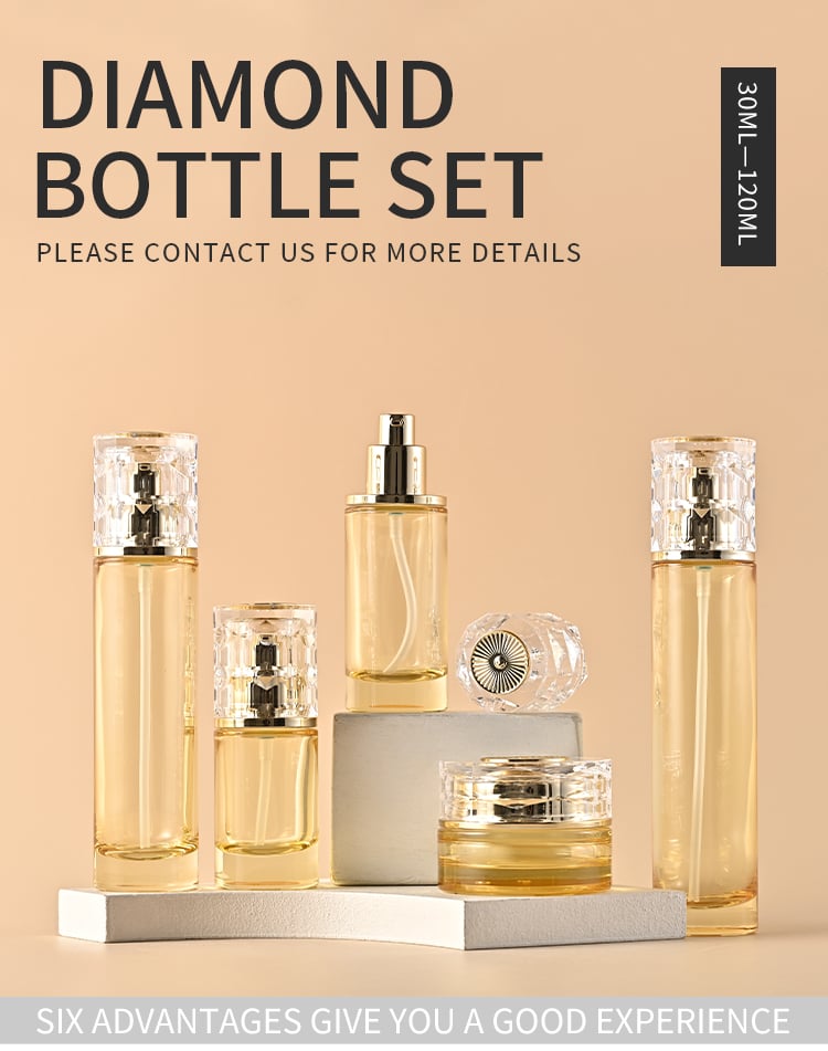 Luxury Skincare Packaging 30G 50G Glass Face Cream Jar And Bottle Set 30ml 50ml 100ml 120ml Lotion clear Cosmetic Glass Bottle supplier
