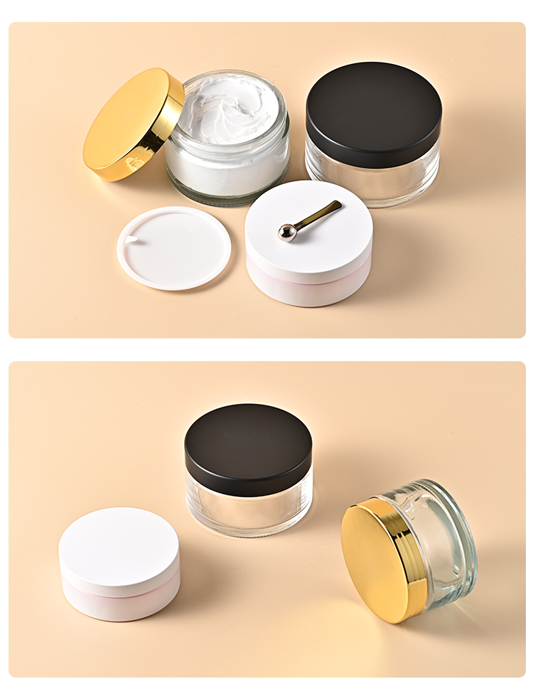 Glass Jar Cream Bottle 100g 200g 250g Empty round Glass Containers Wide Mouth Cosmetic Jars factory