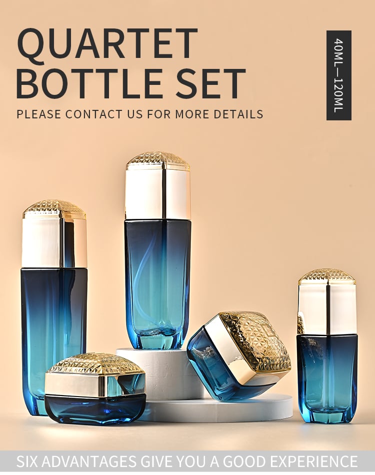 Unique make up bottle shining cap glass 30g 50g 40ml 100ml 120 ml modern special shape cosmetic bottle glass jars and bottles details