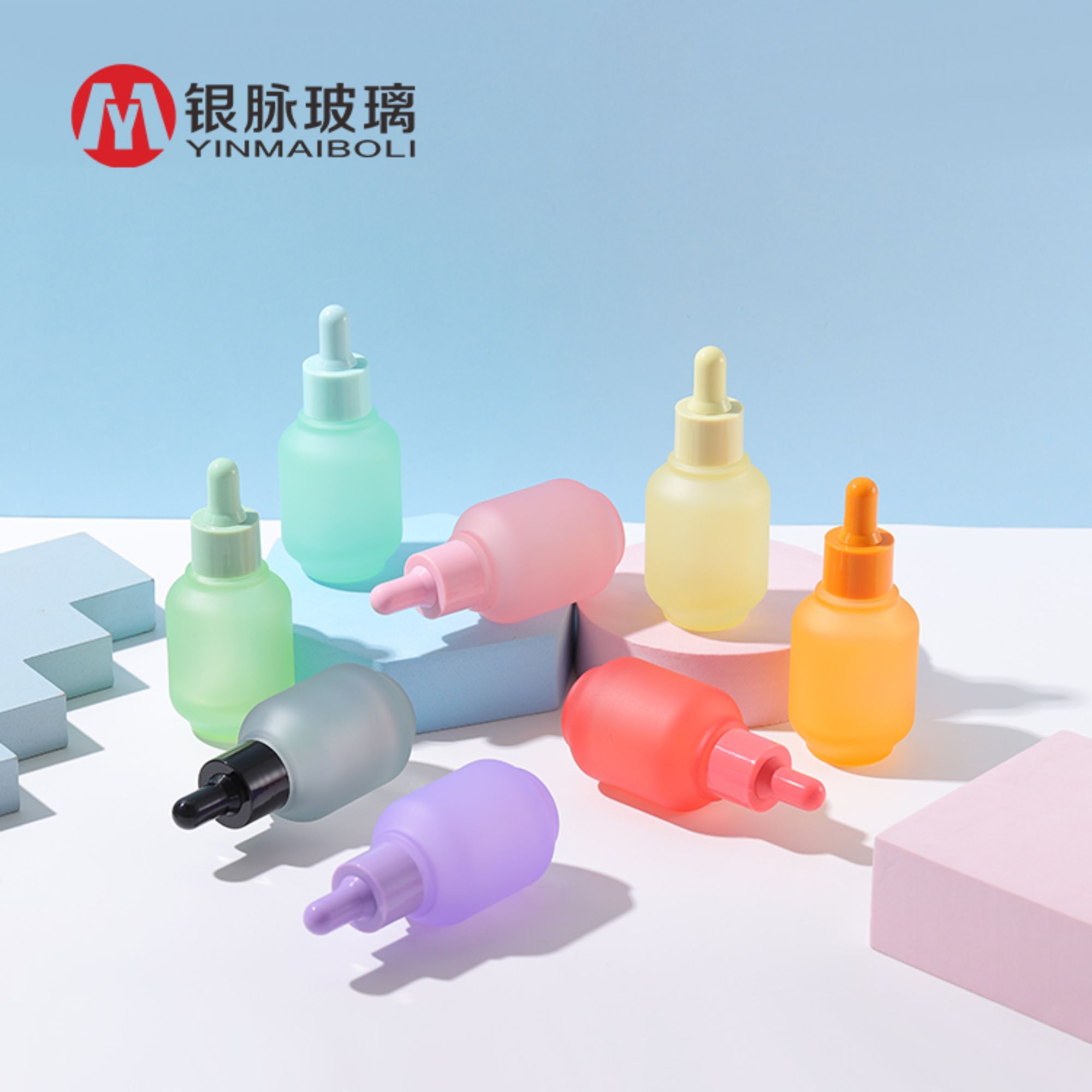 ขวดเซรั่มแบบดรอปเปอร์ 30ml ทรงกลม สีฟroสต์แก้ว สำหรับน้ำมันตัดคิวทิเคิล ขวดเปล่าสำหรับการดูแลผิว