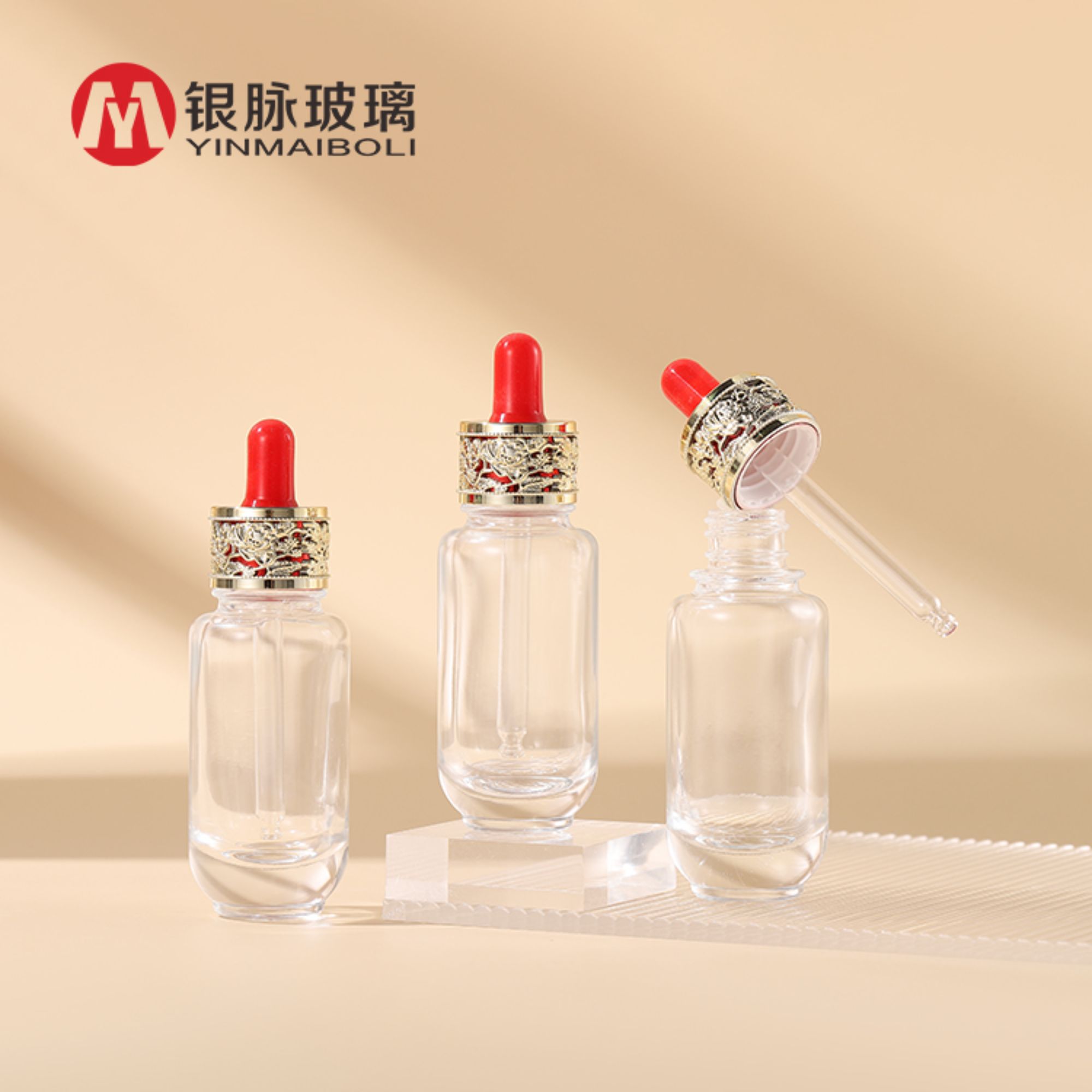 ขวดเซรั่มพรีเมียม 30ml 1oz ฐานหนา ทำจากแก้วใส สำหรับน้ำมันหอมระเหยและเครื่องสำอาง