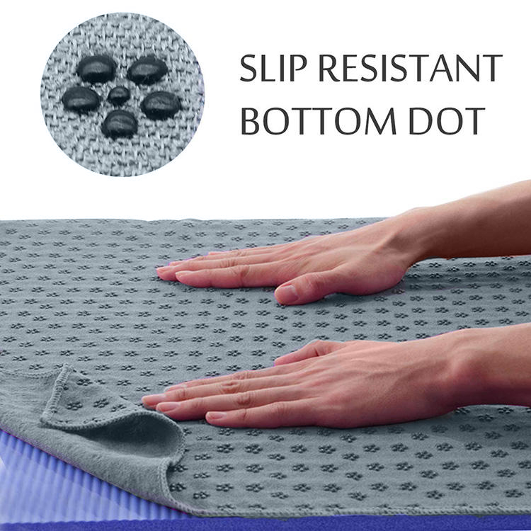 Custom Logo Non Slip Hot Yoga Mat Towel With Corner Pocket details