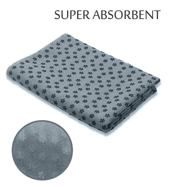 Custom Logo Non Slip Hot Yoga Mat Towel With Corner Pocket details