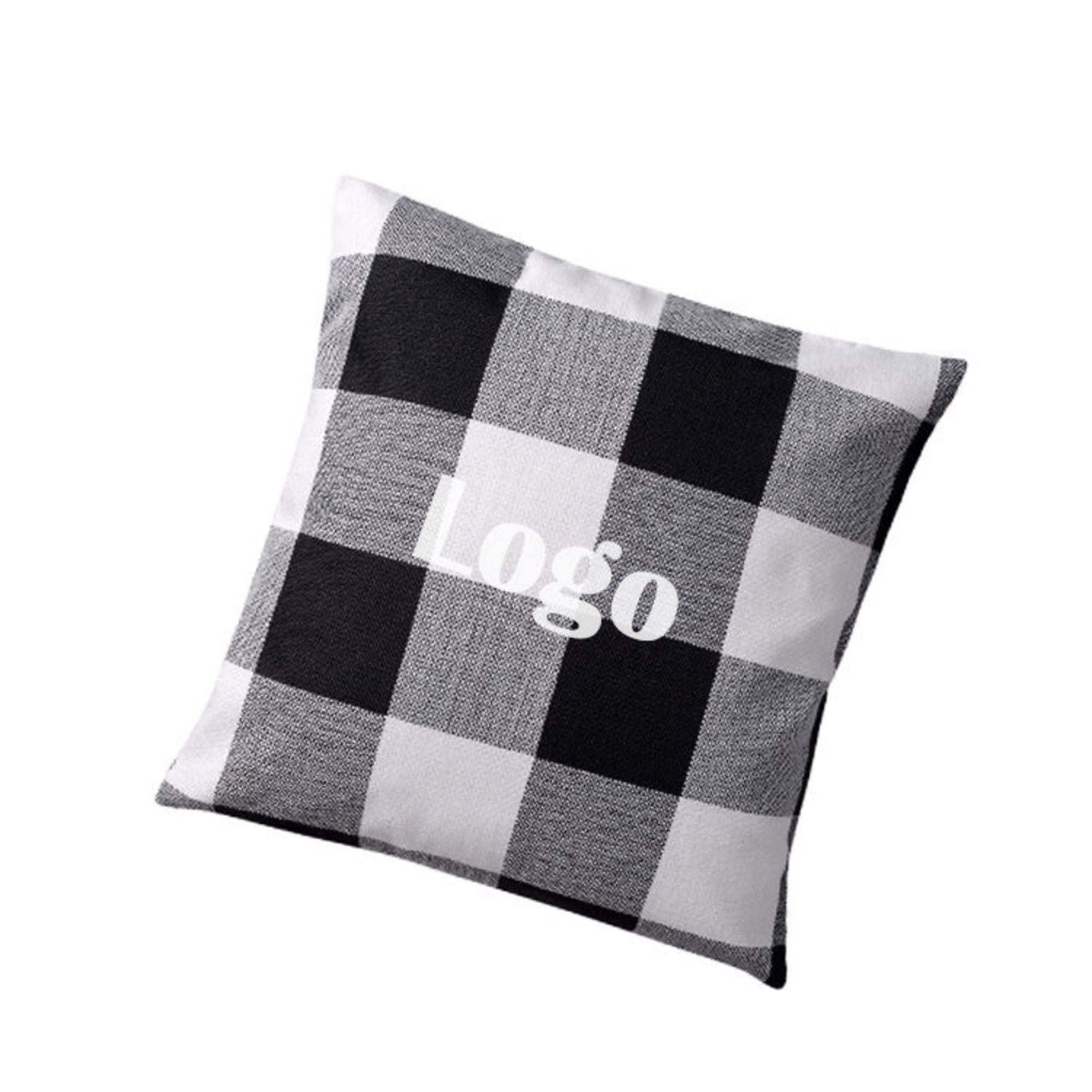 Custom plaid printed cotton and linen 40×40cm pillow case