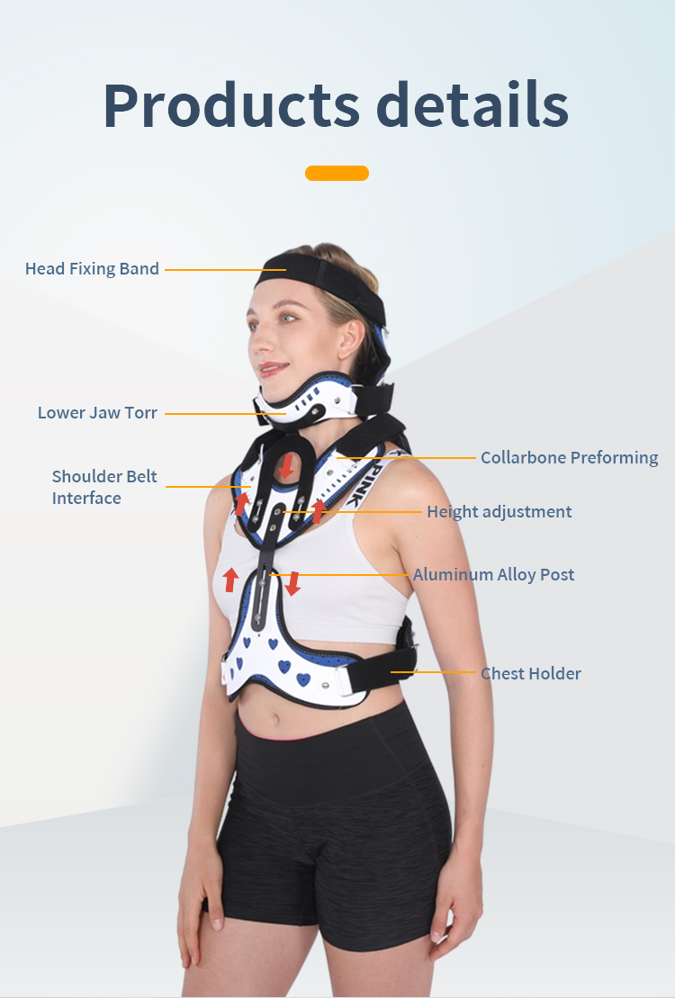 详情_004 TJNM001 Recovery Aid Premium Cervical Thoracic Orthosis Adjustable Head Neck And Chest Support For Posture Correction And Rehabilitation manufacture