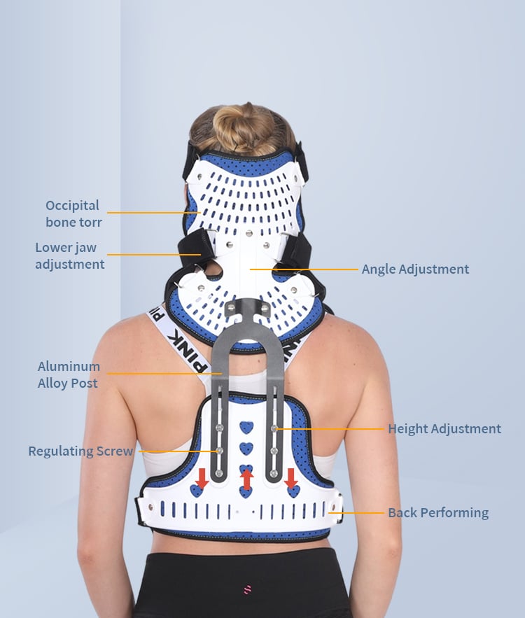 详情_005 TJNM001 Recovery Aid Premium Cervical Thoracic Orthosis Adjustable Head Neck And Chest Support For Posture Correction And Rehabilitation supplier