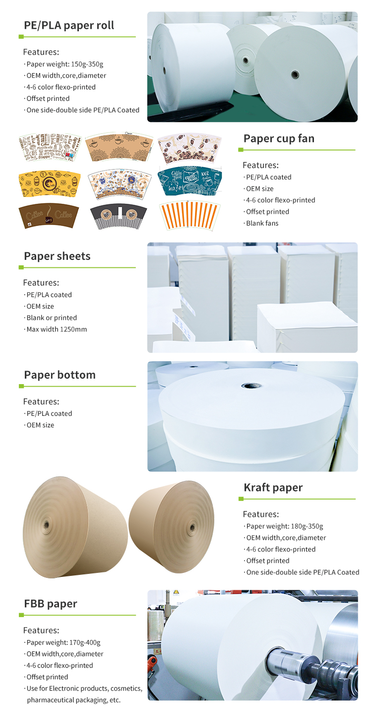 Blank White Bottom Cup Paper Cup Raw Materials For Disposable Paper Cup factory