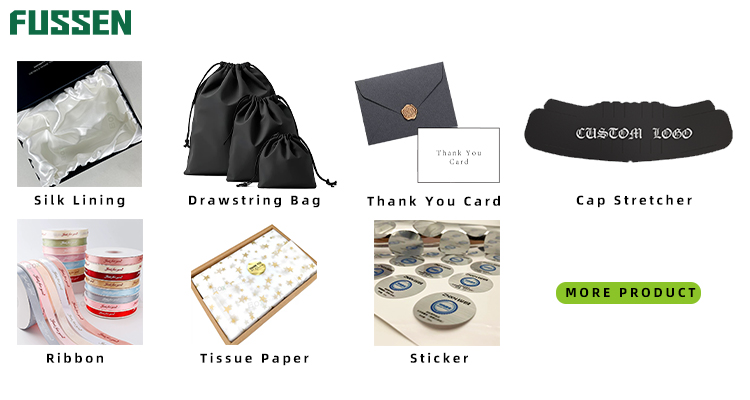 product fussen brand ip custom recycled materials rigid boxes premium black stylish matt lamination packaging for hat box-21