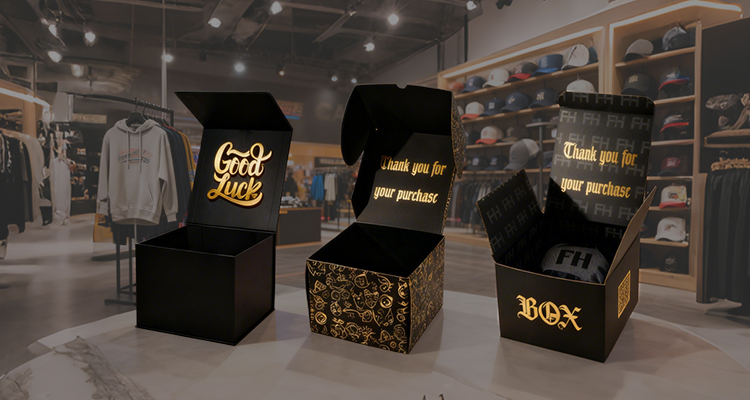 product fussen brand ip custom recycled materials rigid boxes premium black stylish matt lamination packaging for hat box-3