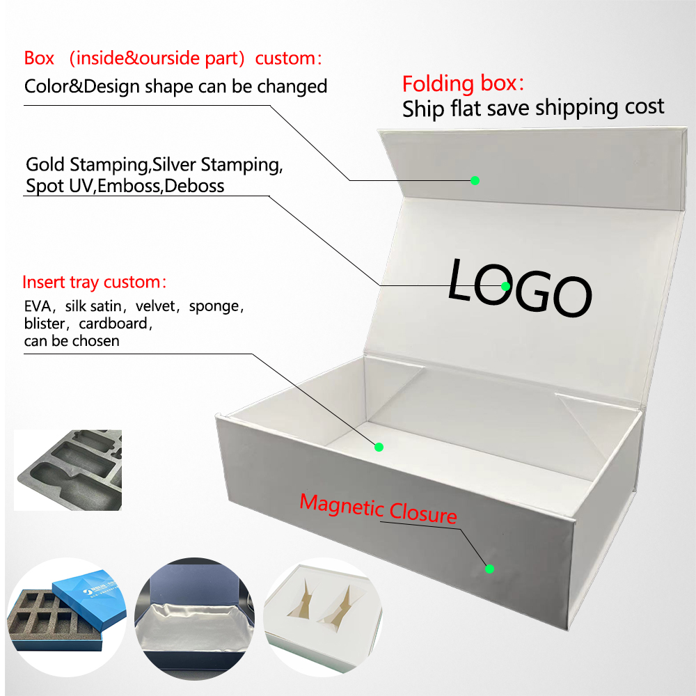 product romantic box packaging various specifications long foam insert cosmetic customised luxury black gold magnetic lid gift box-2