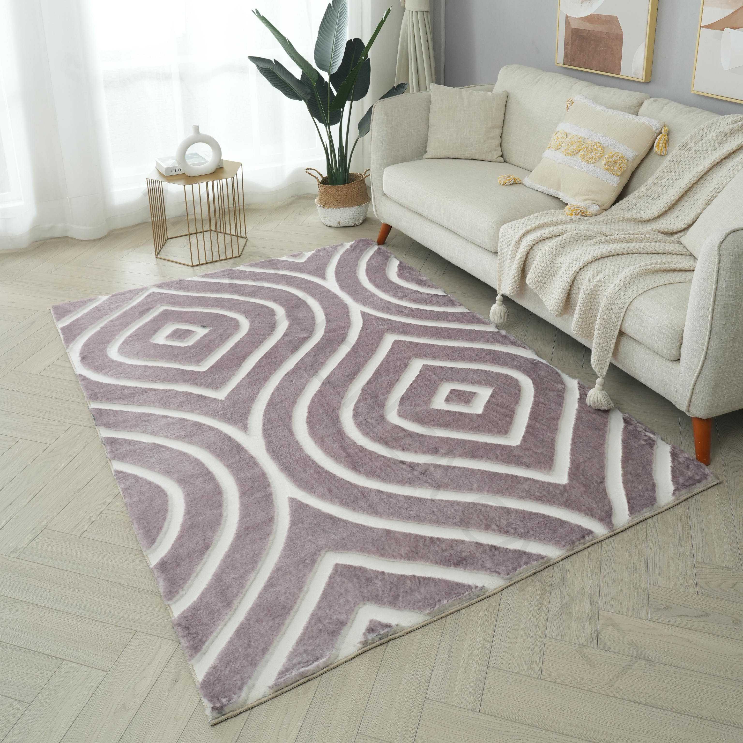 Soft faux rabbit fur rabbit dye tip carpet for home decor supplier