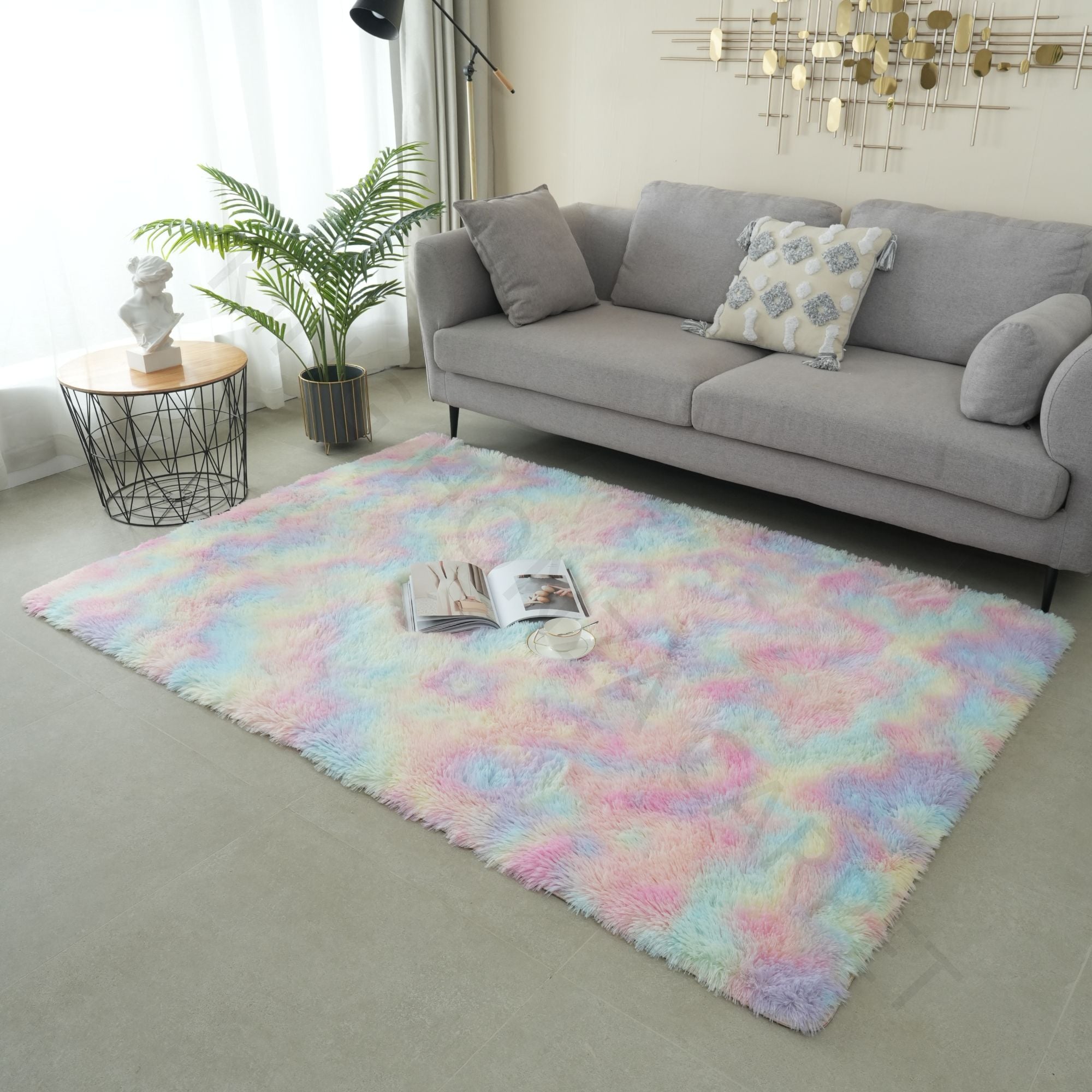 Vente directe d'usine tapis moelleux à franges teintes au PV
