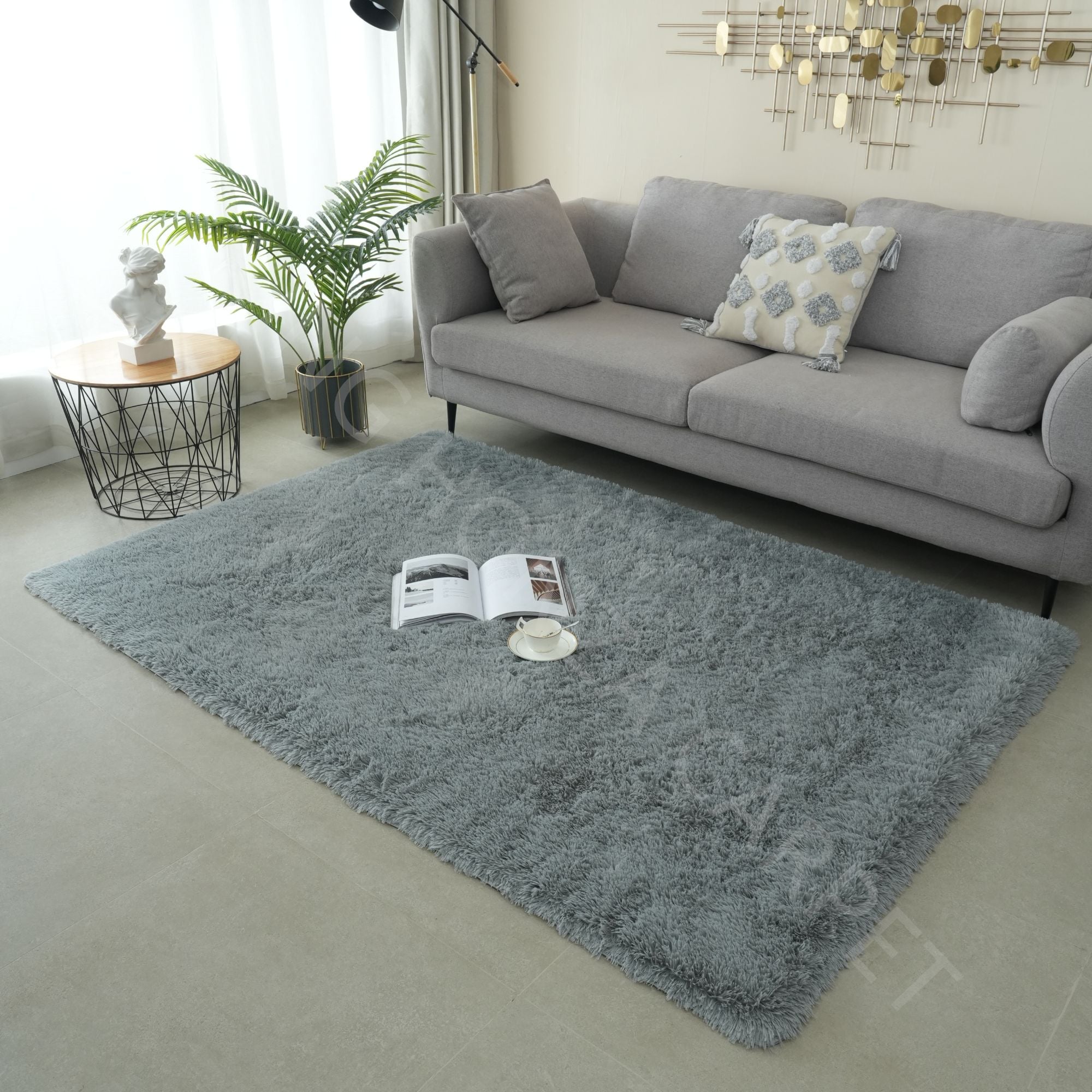 Tapis en fourrure PV uni moderne doux et moelleux