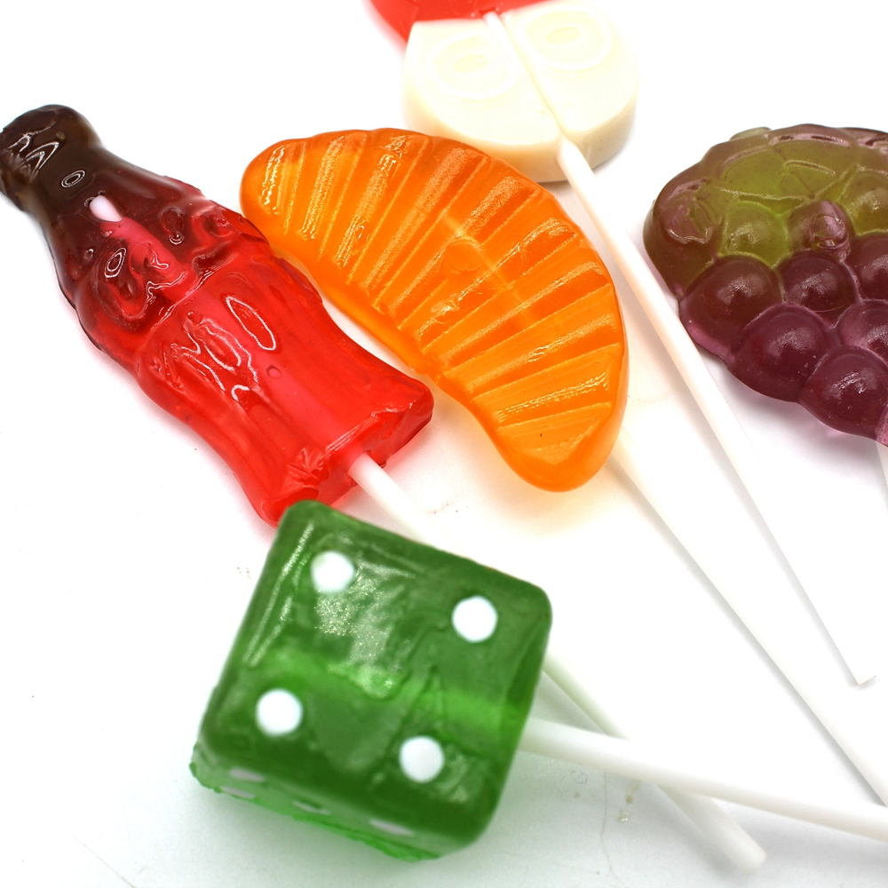Wholesale Funny Fruit Flavor Bonbons Lolly Colorful Sweets Healthy Snacks Coke bottle Stick Hard Lollipop factory