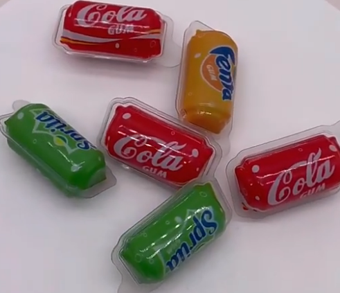 Halal Hot selling cola Fanta sandwich jam bubble gum chewing candy flavored inflatable bubble gum supplier