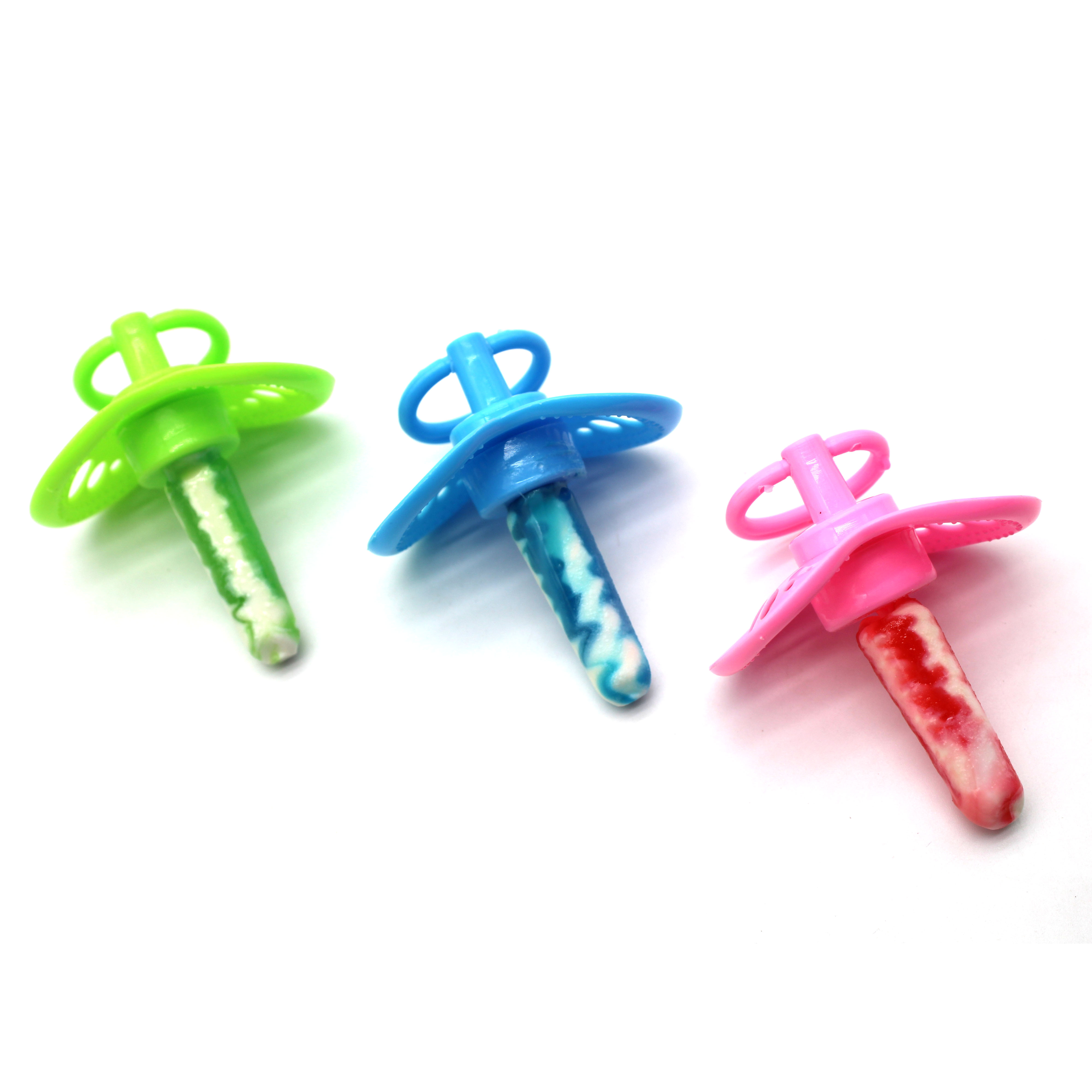 Factory Direct Fun Cartoon Baby nipple shape lollipop comfort pacifier toy candy supplier