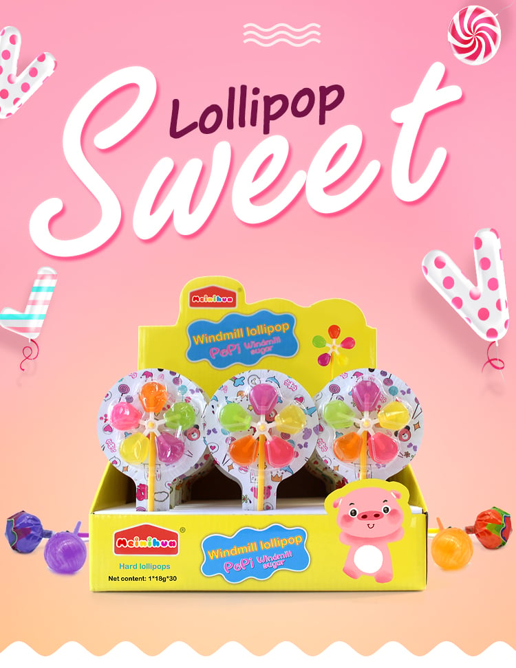 Hot Sales Wholesales Colorful Windmill Shaped Lollipop Hard Candy Fruity Flavor Sugary Ingredients Packaged in a Bottle manufacture