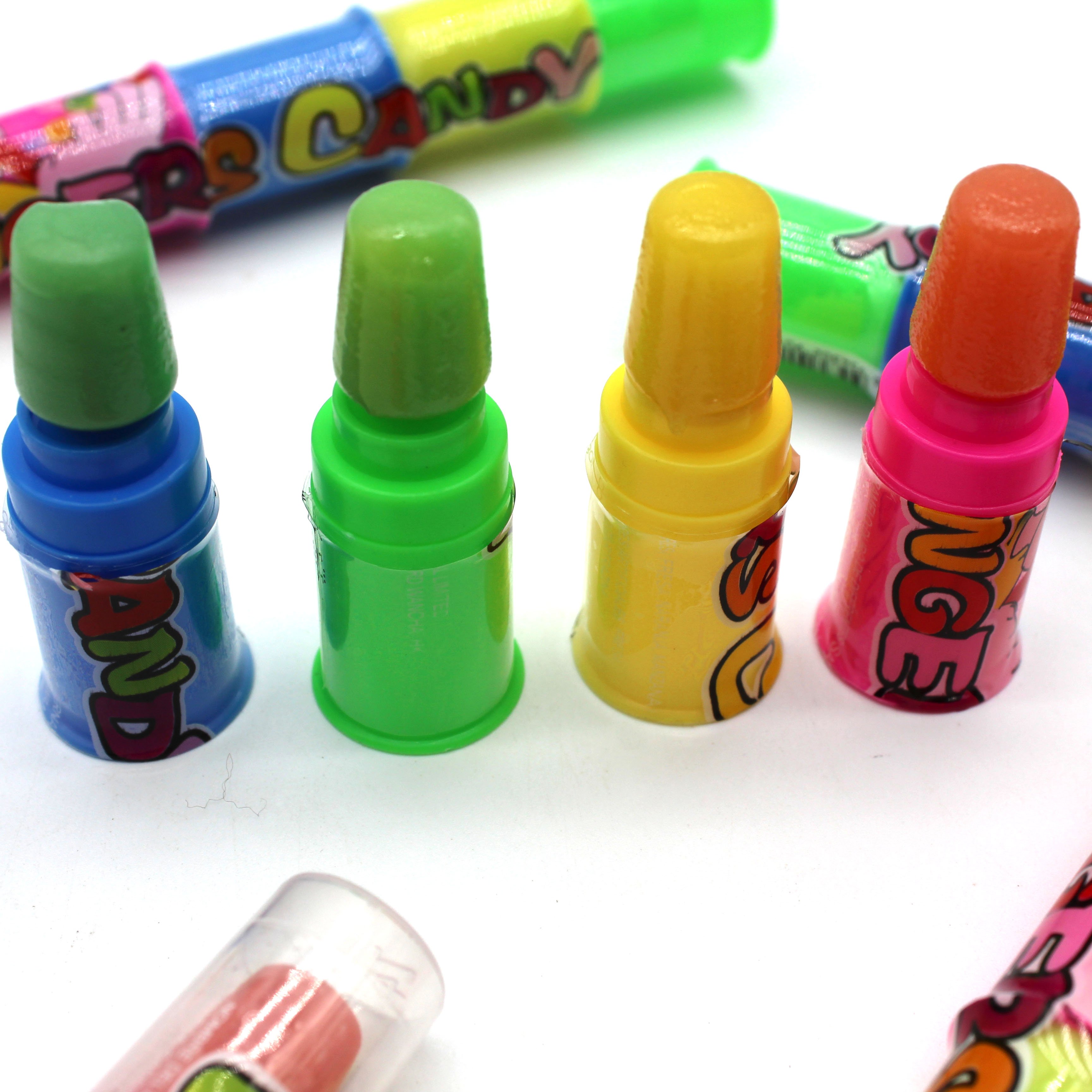 Delicious finger shape hard candy fruity lollipop toy candy with multi colors supplier