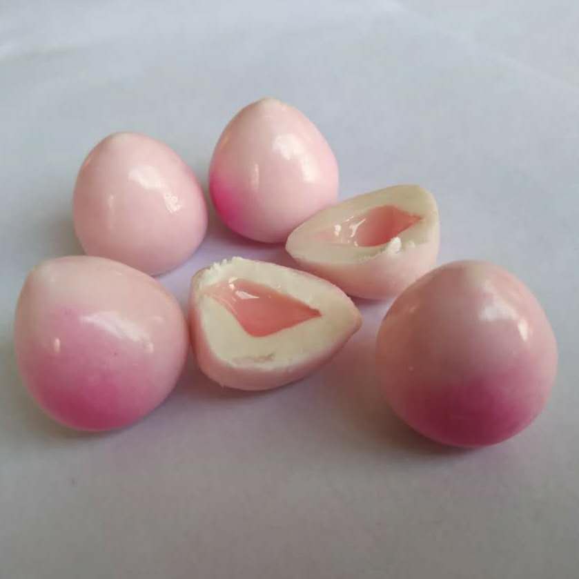 halal high quality fruit flavor peach shape center filled chewing bubble gum with juicy jam price details