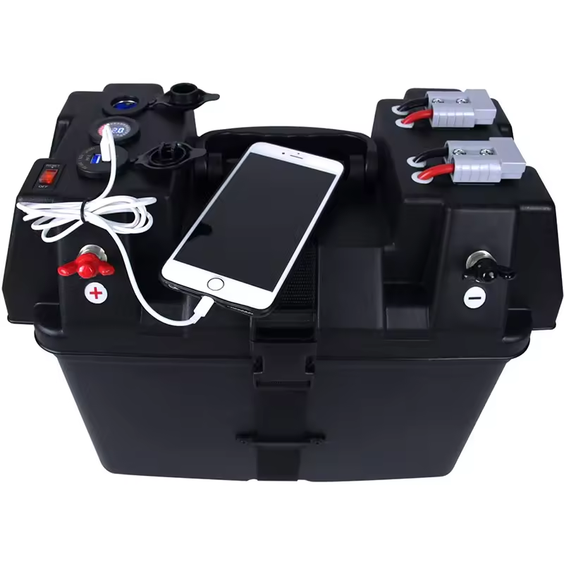Waterproof 12V Battery Box (6) Waterproof 12V Battery Box With Dual Anderson Plugs Smart Portable Solar Generator Power Battery Box Plastic Box supplier