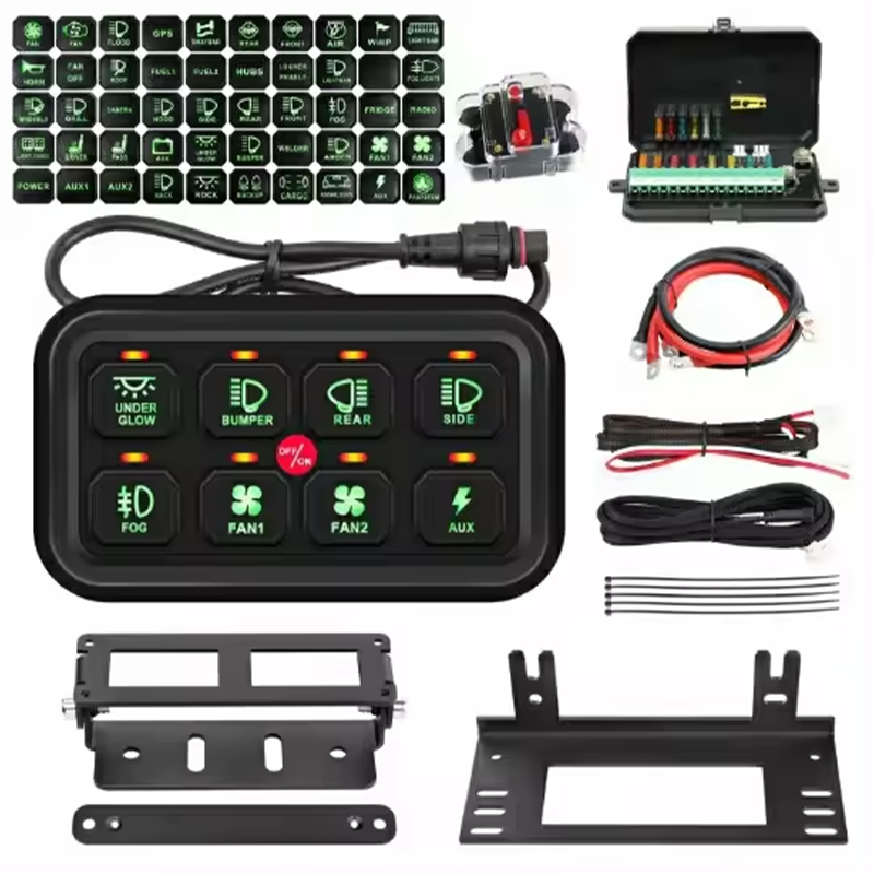 6 RGB Switch Panel 8 Gang Auxiliary Switch, Toggle Momentary Pulsed Multifunction Switch for Jeep SUV T details