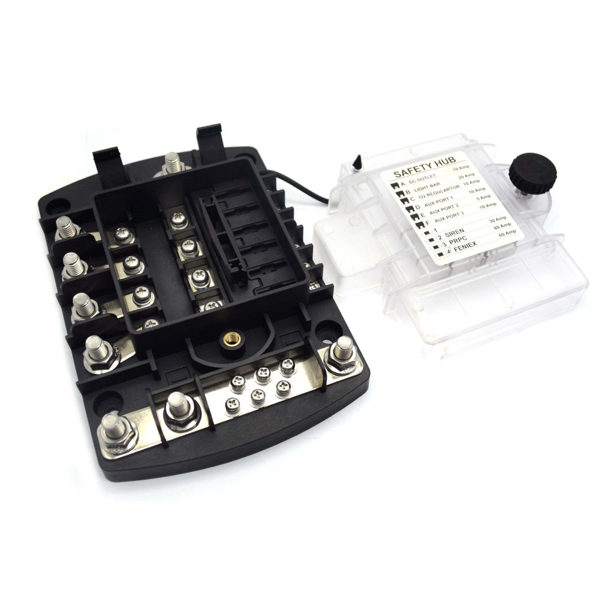 Safety Hub Fuse Box Holder For Boat and Car 12V Fuse Panel Midi Fuse Block Busbar Automotive