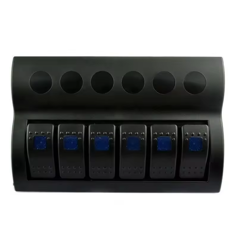 Switch Panel (3) White Marine Switch Panel Boat 6 Gang Switch Panel 12-24V Blue LED Rocker On-off Optional Circuit Breaker Switch Control Panel details